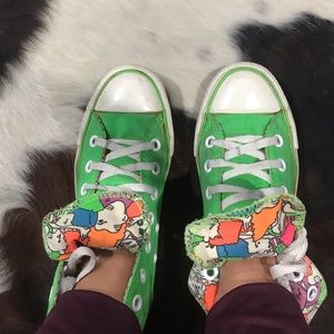 Lime green hi top converse